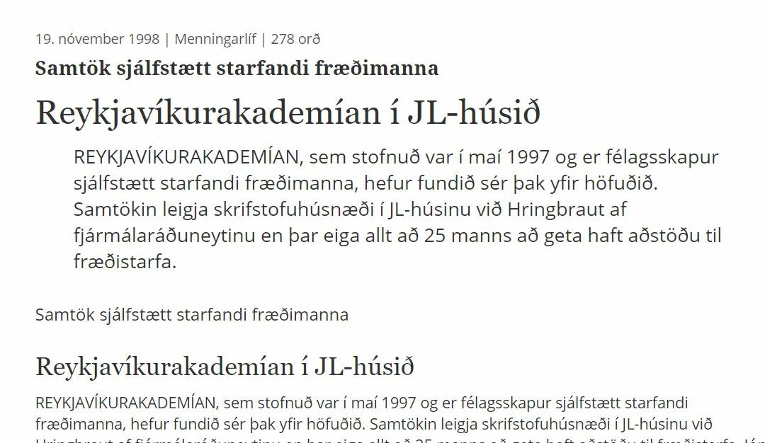 Fyrstu skref Akademíunnar