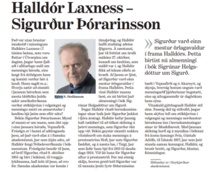 Björn S. Stefánsson: Grein um Halldór Laxness og Sigurð Þórarinsson